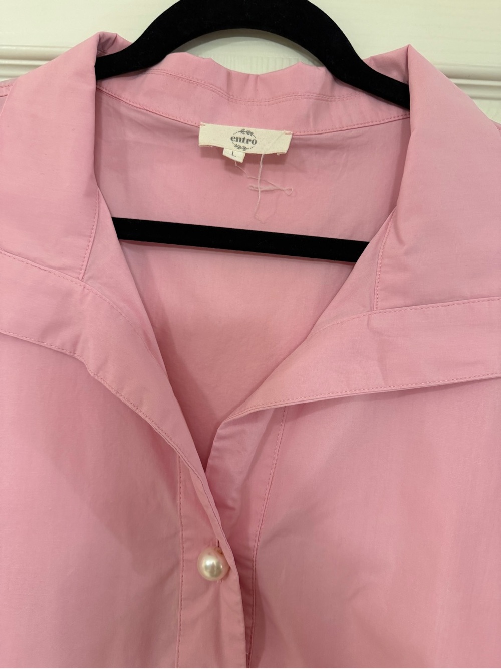 entro Pink Pearl-Button Popover Tunic - Picture 2 of 5